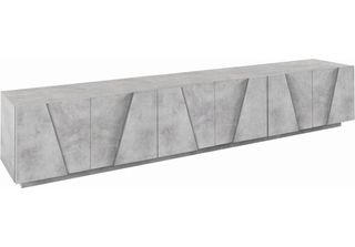 Dmora Mobile Porta Tv Aemilor 44X244X46H Cm Grigio Cemento, 3 Vani 6 Ante Italy
