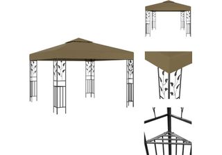 Vidaxl Pavillon 3X3 M Taupe 180 G/M² - Pavillons & Partyzelte