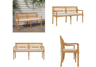 Vidaxl Panca Batavia Con Cuscino 150 Cm In Legno Massiccio Di Teak - Panca Bata…