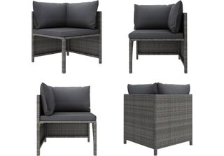 Vidaxl Divano Angolare Modulare Con Cuscini In Polirattan Grigio - Divano Angol…