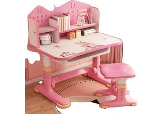 Set Tavolo Da Studio, Regolabile In Altezza, Design Ergonomico, Rosa