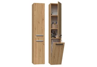 Armadietto Alto Da Bagno Con Cestello Atso - Rovere Artisan