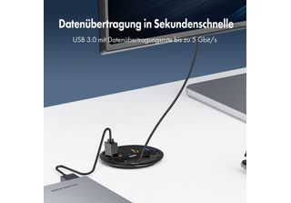 Graugear G-THUB-AU-60 Graugear Usb 3.0 Tisch Hub Mit Audio- Und Mikrofonanschlu…