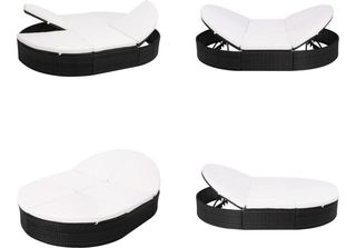 Vidaxl Lettino Da Esterno Con Cuscini In Polirattan Nero - Lettino Da Sole - Le…