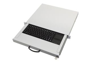 Aixcase AIX-19K1UKDETP-W Aixcase 19" Rack 1U Tastatur De Touchpad Usb Lichtgrau"