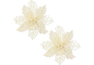 Springos Fiore Di Stella Di Natale Artificiale 14 X 16 Cm Semitrasparente Crema
