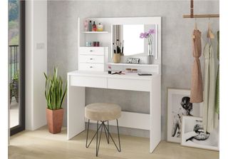 Tavolino Da Toilette Con Spazio E Led - Bianco - Guiliana