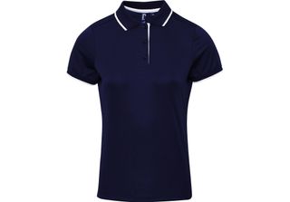 Premier Ladies Contrast Cool Check Polo Shirt RW5519 (L) (Navy/White)