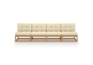 Vidaxl 4-Sitzer-Gartensofa Mit Kissen Kiefer Massivholz