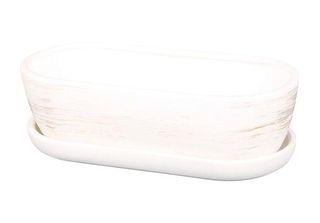 Scatola Per Cactus Kaktus O White Con Piattino 34 Cm Bianco Opaco