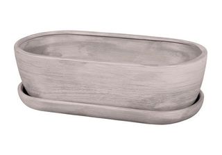 Scatola Per Cactus Kaktus O Grey Con Piattino 32 Cm Grigio Opaco