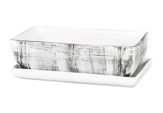 Scatola Per Cactus Kaktus Grid Con Piattino 30 Cm In Bianco E Nero