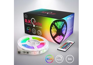 B.K.Licht Striscia Led 3M, Cambio Colori Rgb Con Telecomando, Dimmerabile, Ades…