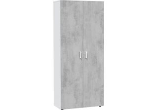 Dmora Armadio Multiuso 2 Ante Ashkita 37X182H Cm Bianco, 2 Ante Portascope