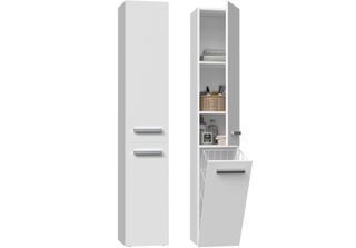 Armadietto Alto Da Bagno Con Cestello Atso - Bianco Opaco