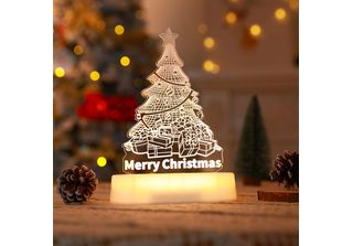 3D Christmas Night Light Led Illusion Lamp Warm White Battery Operated Night Li…