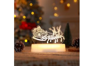 3D Christmas Night Light Led Illusion Lamp Warm White Battery Operated Night Li…