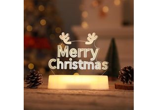 3D Christmas Night Light Led Illusion Lamp Warm White Battery Operated Night Li…
