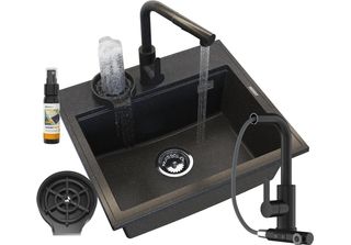Granitan | Lavello In Granito Foxal - Nero - Incasso Con Rubinetto - Design Erg…