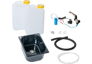 230V Lavabo Kit Lavamani Nero 325X265X150Mm Barwig Cromo 19 Litri