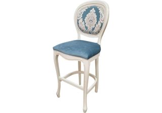 Casa Padrino Sedia Barocca Blu/Bianco H. 120 Cm - Arredo Barocco