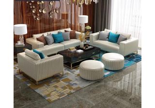Luxury Leather Sofa Couch Upholstery Seat Set 321 Complete Set Designer Sofas N…