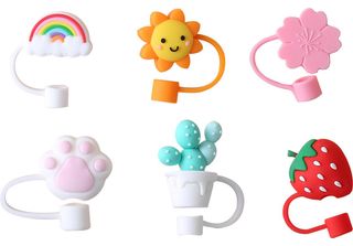 Cartoon Straw Dust Cap Universale Straw Dust Cap Silicone Straw Lids