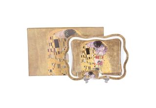 Home Elements Vassoio Da Portata Con Paletta Per Dolci 34X24Cm, Klimt, Kiss Gold