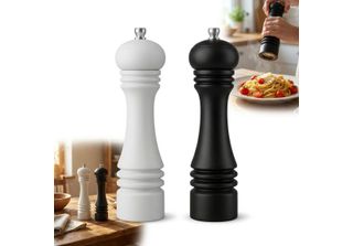 Set Di Macinini Pere Pepe Bianco E Nero Ceramica Legno 23 Cm Premium