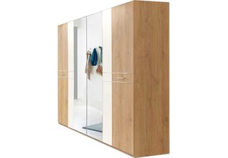 Armadio Anta Battente Pamela 225X58X210Cm Asse Rovere Bianco 4 Ante