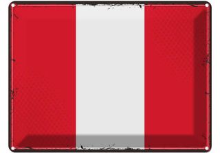 Vianmo Insegna Di Latta 30X40 Cm Bandiera Perus Retro Flag Of Peru