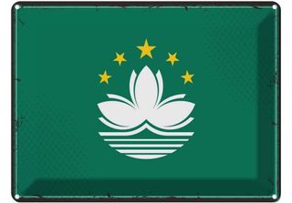 Vianmo Insegna Di Latta 30X40 Cm Bandiera Macaus Retro Flag Of Macau