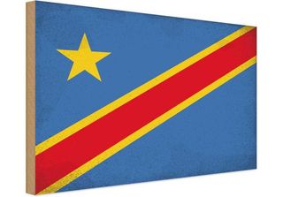 Vianmo Insegna In Legno 30X40 Cm Bandiera Dr Kongo Flag Congo