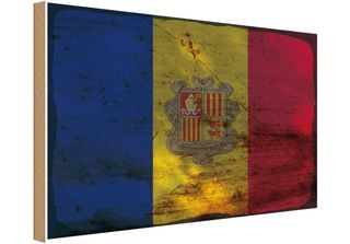 Vianmo Insegna In Legno 12X18 Cm Bandiera Andorra Flag Of Andora Rost