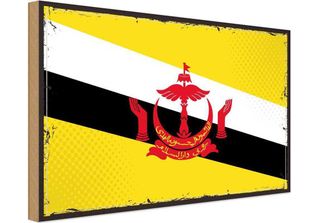 Vianmo Insegna In Legno 30X40 Cm Bandiera Bruneis Retro Flag Of Brunei