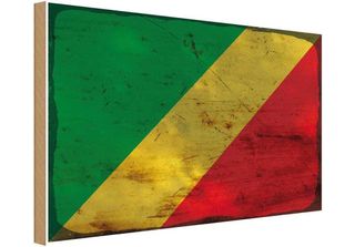Vianmo Insegna In Legno 30X40 Cm Bandiera Kongo Flag Of The Congo