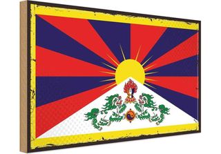 Vianmo Insegna In Legno 30X40 Cm Bandiera Tibets Retro Flag Of Tibet