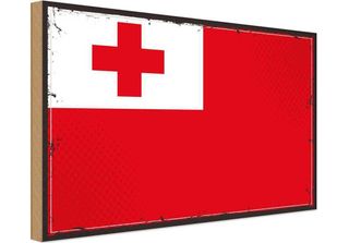 Vianmo Insegna In Legno 30X40 Cm Bandiera Tongas Retro Flag Of Tonga