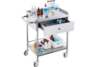 Succebuy Carrello Medico 2 Strati In Acciaio Inox 220 Libbre Di Capacità Lab Ut…