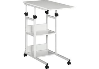 Homcom Homcom Tavolino Tavolino Con Rotelle Regolabile In Altezza 2 Ripiani Inf…