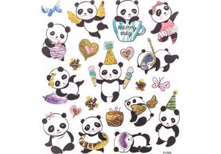 Adesivo Decorazione Panda Orso Pandas Compleanno 21Pz.