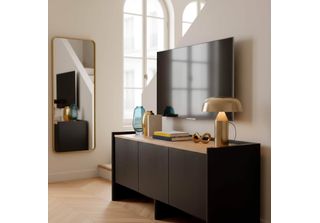 Mobile Tv Essenziale Rettangolare L120 Cm Legno Nero - Oviala Gina