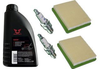 2 Candele + 2 Filtri + Olio SAE30 Per Hyundai Hym 510 Sp Pe Spez Sper SPER-NA