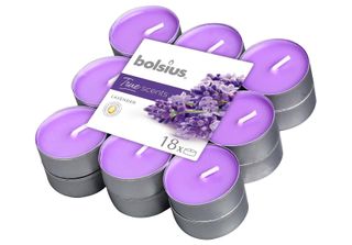 Candele Bolsius Tealight True Scents, Tealight, Profumate, Lavanda, Conf. 18 Pz