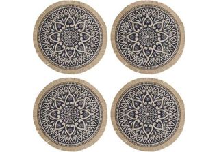 Tovagliette Rotonde, Set Di 4, Intrecciate, Blu - Creative Tops
