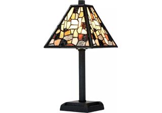 Casa Padrino Lampada Sgabello Tiffany Nero / Multicolore 28 X 28 X H. 36 Cm - L…