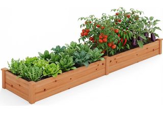 Costway Aiuola Rialzata In Legno, 240X60X25 Cm, Fioriera Per Ortaggi, Fiori, Er…