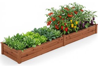 Costway Aiuola Rialzata In Legno, 240X60X25 Cm, Fioriera Per Ortaggi, Fiori, Er…
