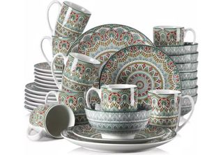 Servizio Da Tavola Vittoria – 32 Pezzi – 8 Persone – Verde – Piatti Piani, Piat…