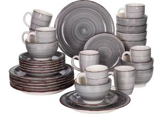 Servizio Di Piatti Morencia – 32 Pezzi – 8 Persone – Blu/Nero – Piatti Piani, P…